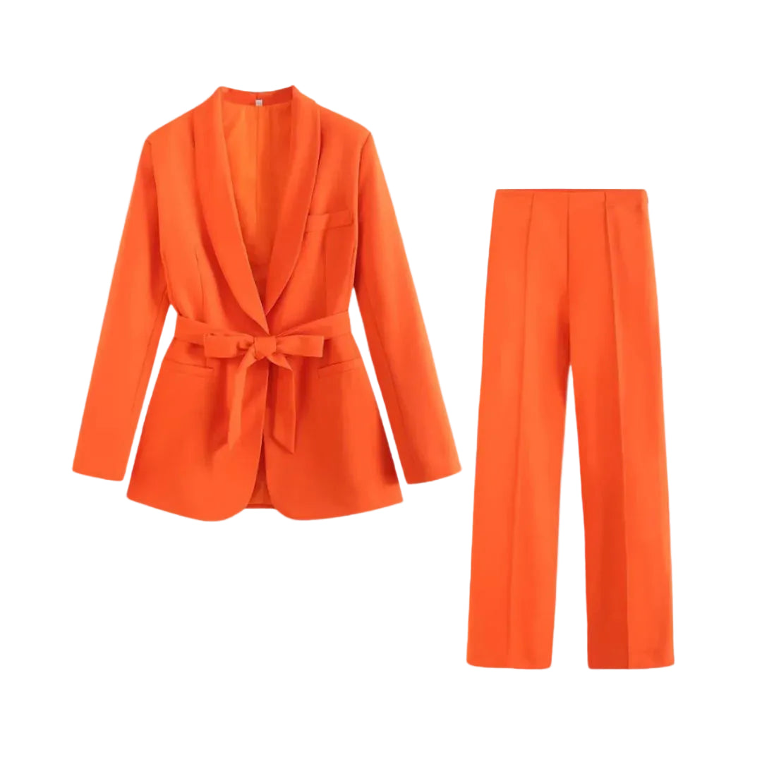 Damen Blazer- und Hosen-Set mit Bindegürtel-Sets for women-Alpenkind
