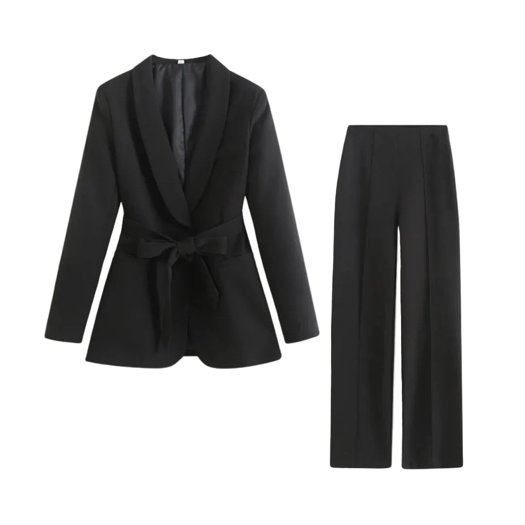 Damen Blazer- und Hosen-Set mit Bindegürtel-Sets for women-Alpenkind