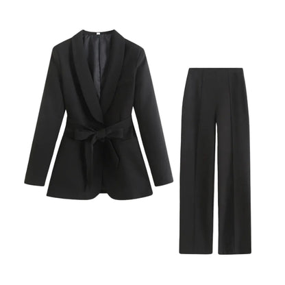 Damen Blazer- und Hosen-Set mit Bindegürtel-Sets for women-Alpenkind