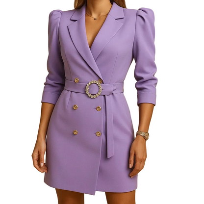 Damen Blazerkleid mit Doppelknopfleiste und Gürtel-Women Dress-Alpenkind