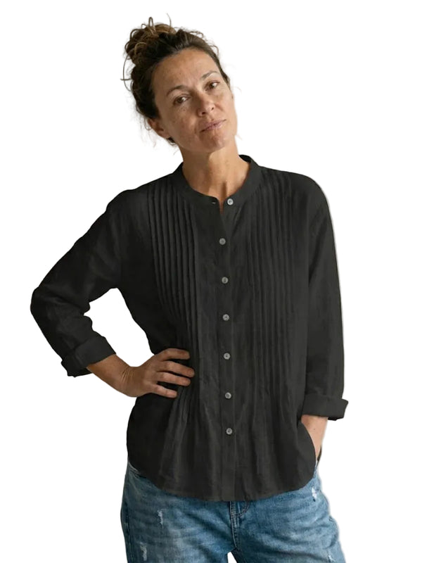 Damen Bluse mit Faltenfront und Knopfleiste-Shirts for women-Alpenkind