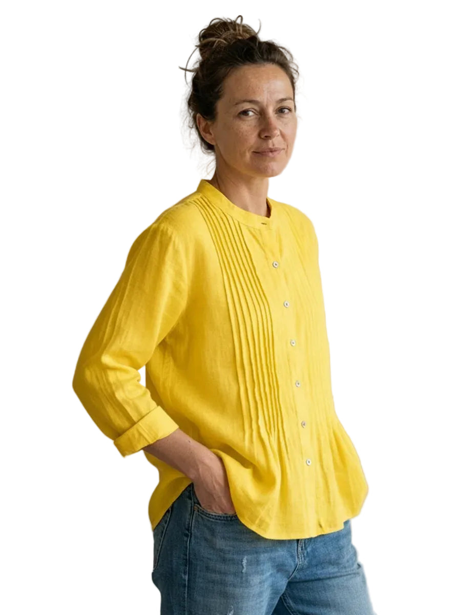 Damen Bluse mit Faltenfront und Knopfleiste-Shirts for women-Alpenkind