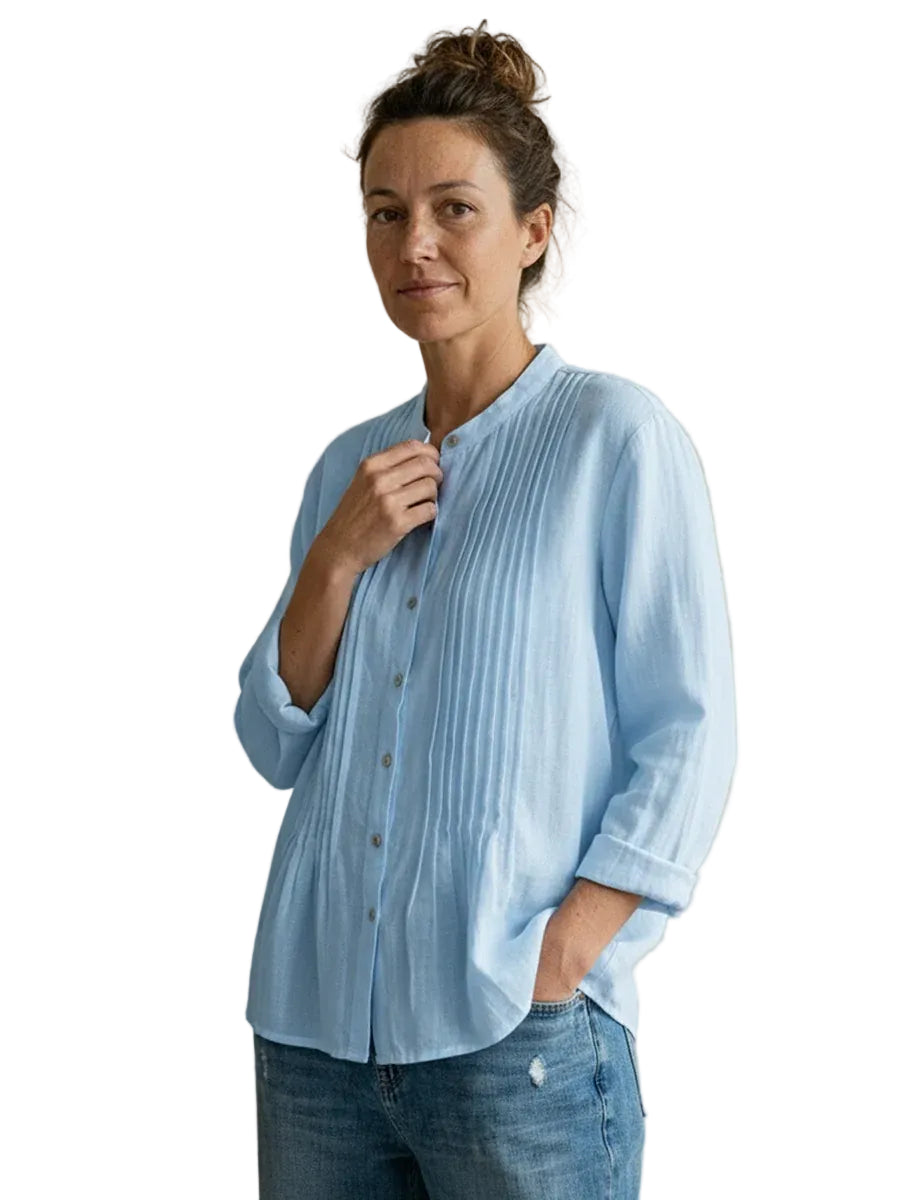 Damen Bluse mit Faltenfront und Knopfleiste-Shirts for women-Alpenkind