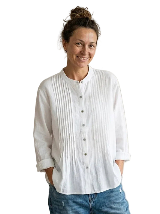 Damen Bluse mit Faltenfront und Knopfleiste-Women Shirt-Alpenkind