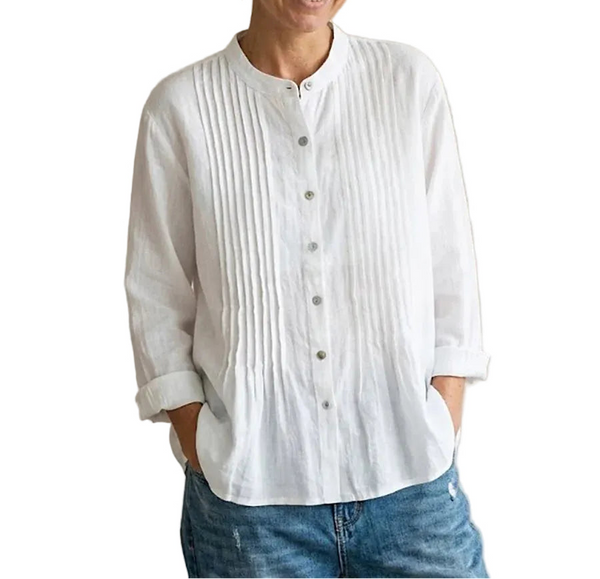 Damen Bluse mit Faltenfront und Knopfleiste-Shirts for women-Alpenkind