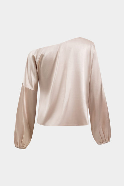 Damen-Bluse mit One-Shoulder-Ausschnitt und Ballonärmeln-Blouse for women-Alpenkind