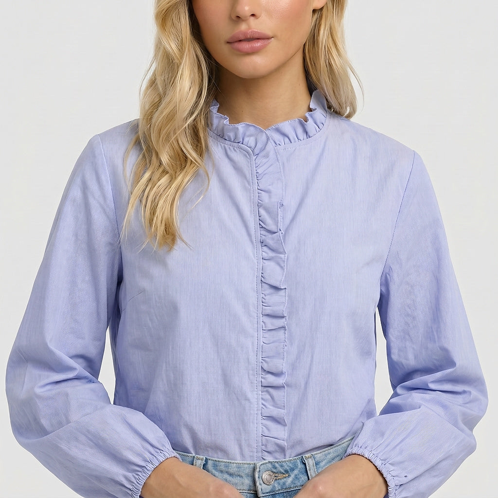 Damen-Bluse mit Rüschendetails und elastischen Ärmelbündchen-Blouse for women-Alpenkind