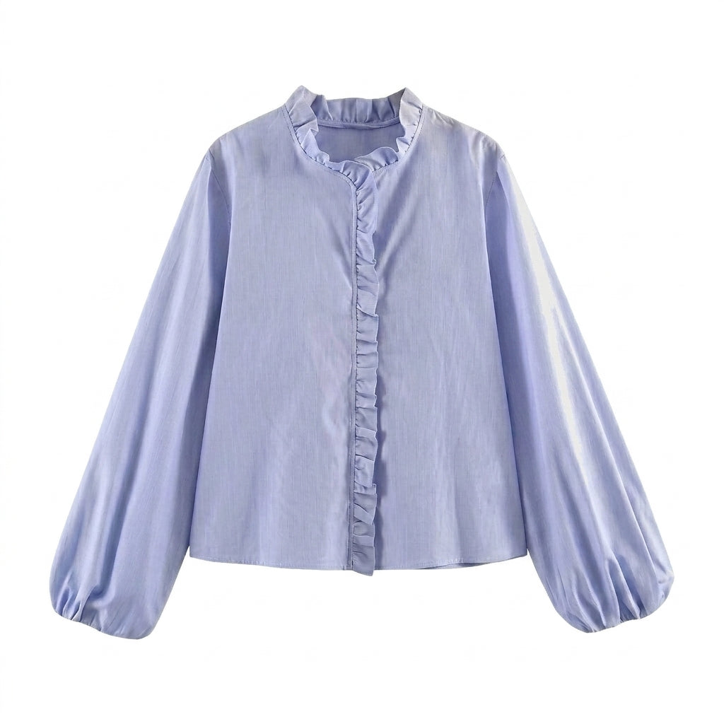 Damen-Bluse mit Rüschendetails und elastischen Ärmelbündchen-Blouse for women-Alpenkind