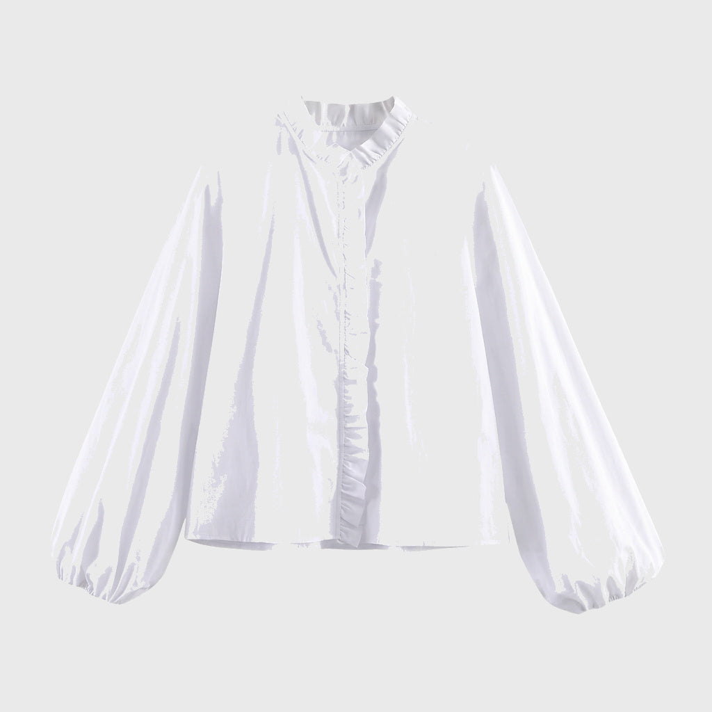 Damen-Bluse mit Rüschendetails und elastischen Ärmelbündchen-Blouse for women-Alpenkind