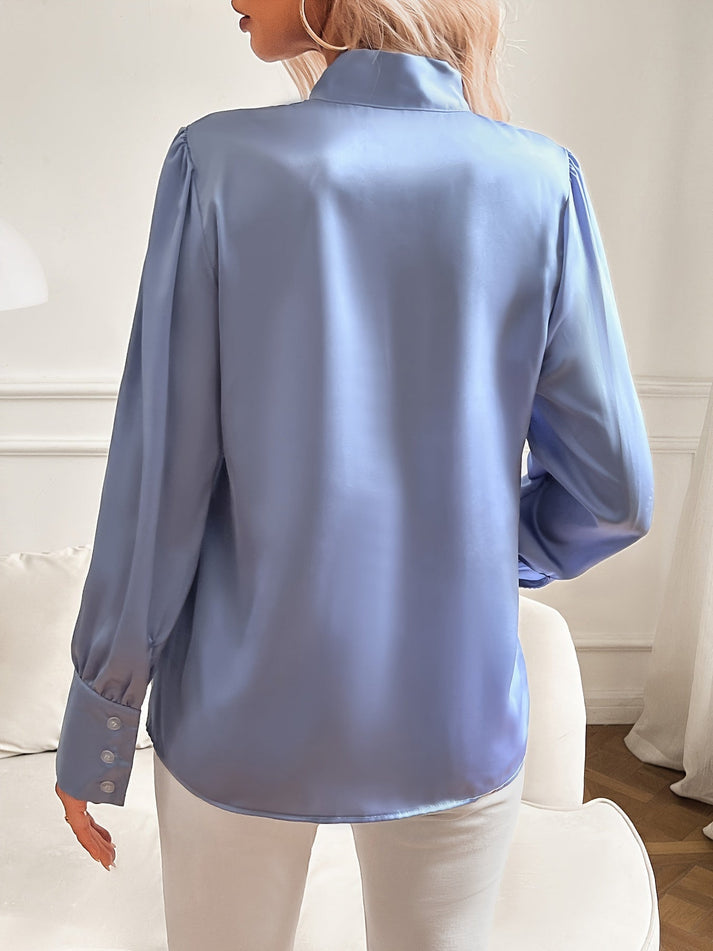 Damen Bluse mit Schleifenkragen und langen Ärmeln-Blouse for women-Alpenkind