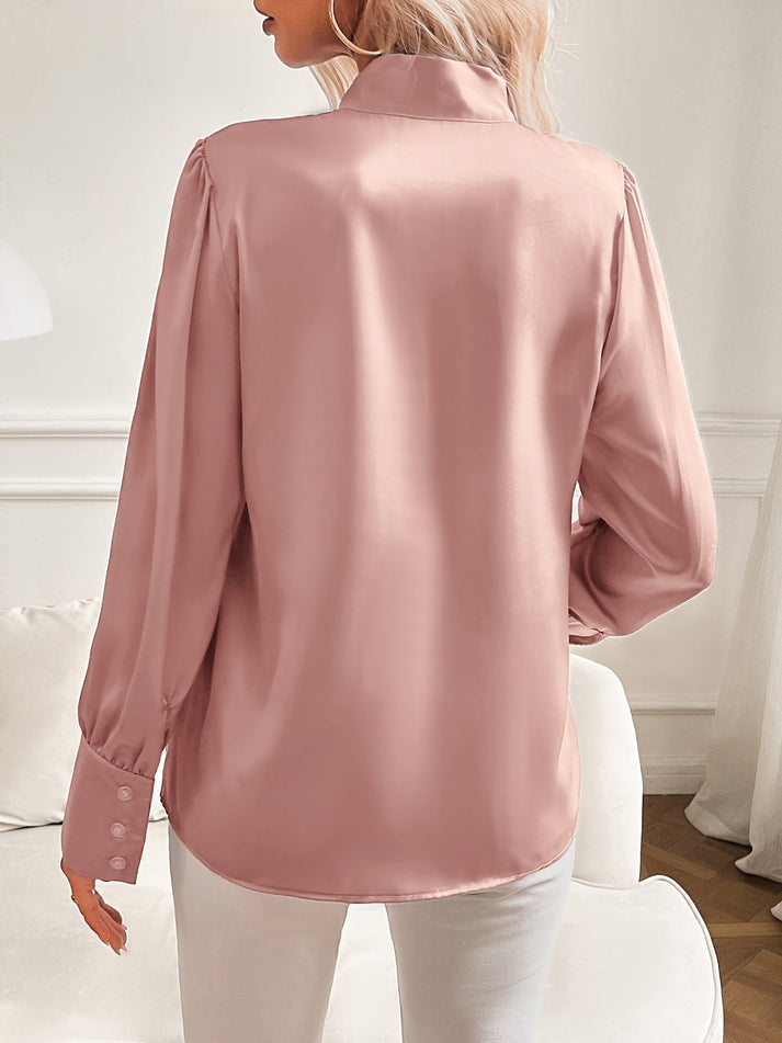 Damen Bluse mit Schleifenkragen und langen Ärmeln-Blouse for women-Alpenkind