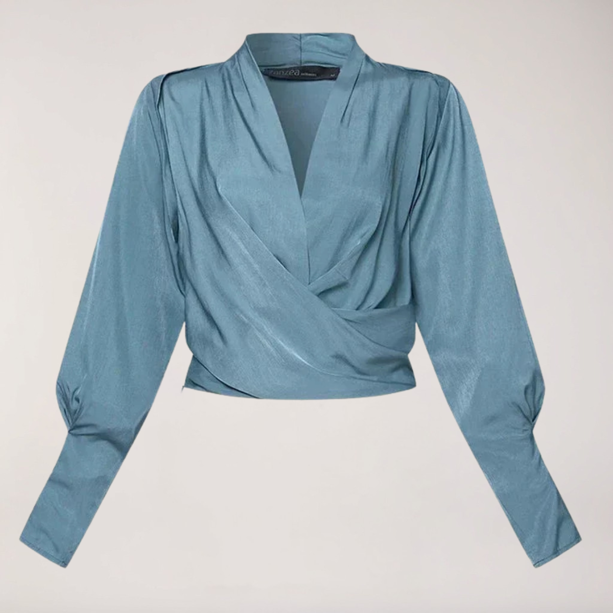 Damen-Bluse mit V-Ausschnitt, Wickeloptik und Puffärmeln-Women blouse-Alpenkind