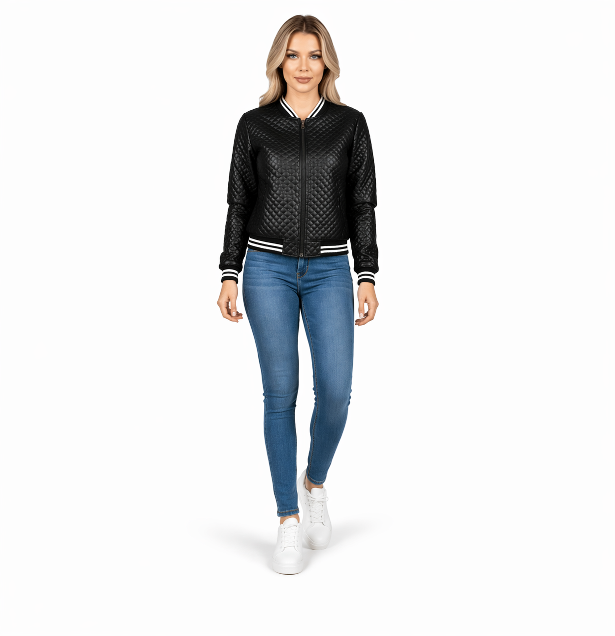 Damen Bomberjacke mit Reißverschluss und Rippbündchen-Women Jackets-Alpenkind