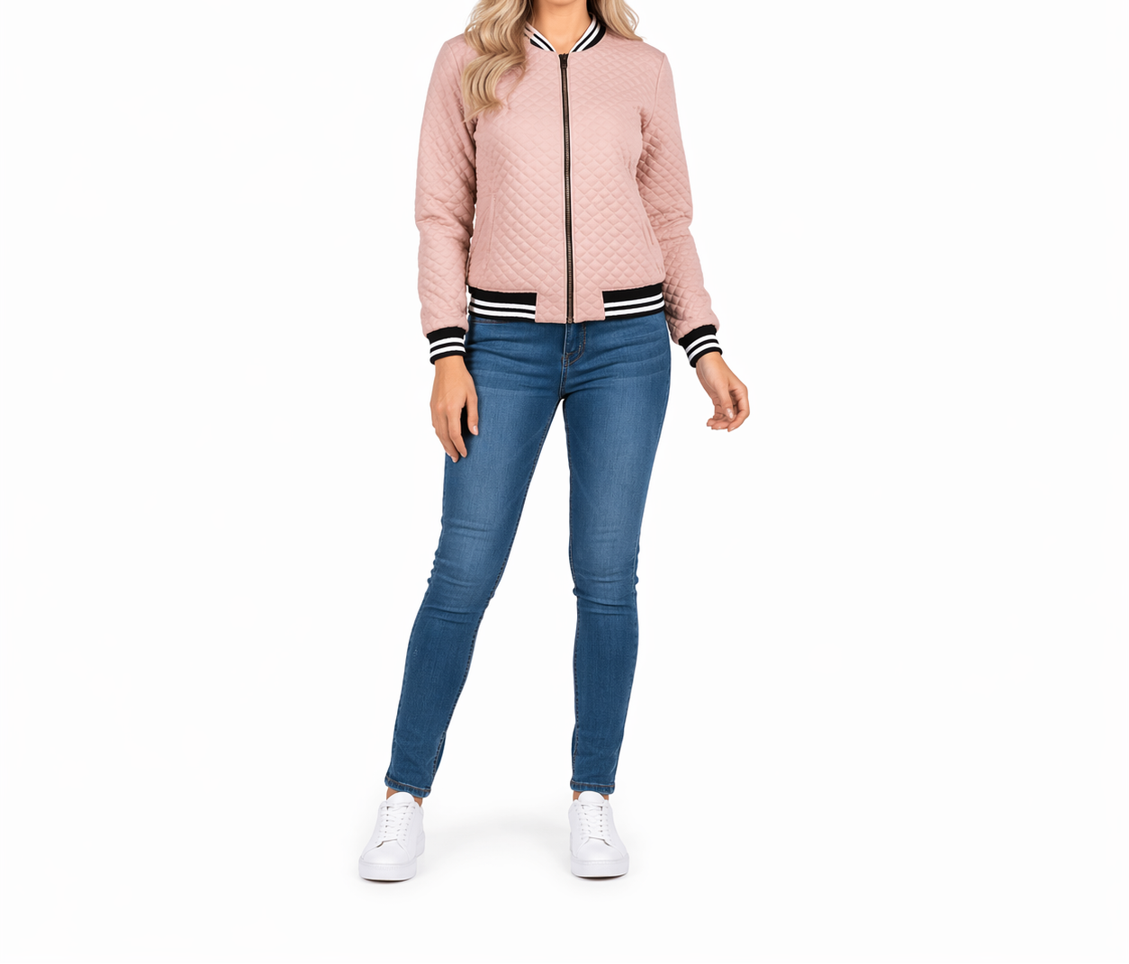 Damen Bomberjacke mit Reißverschluss und Rippbündchen-Women Jackets-Alpenkind