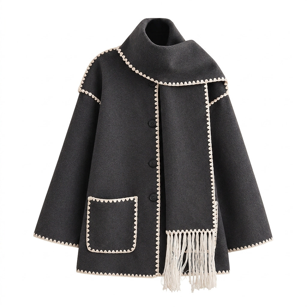 Damen-Cape-Mantel aus Wollmischgewebe mit Knopfleiste-Coats for women-Alpenkind