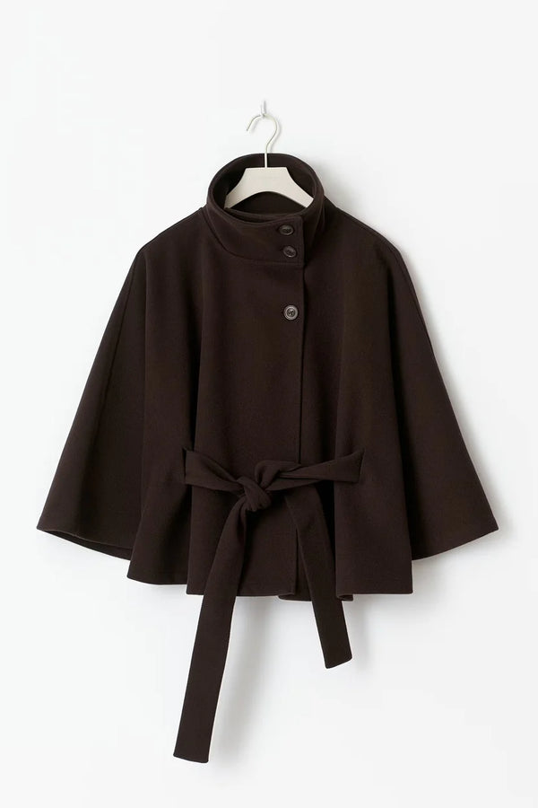 Damen Capejacke mit Stehkragen und Bindegürtel-Women Coats-Alpenkind
