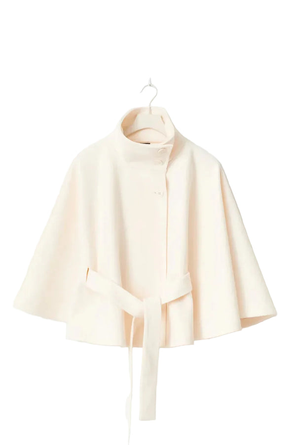 Damen Capejacke mit Stehkragen und Bindegürtel-Women Coats-Alpenkind