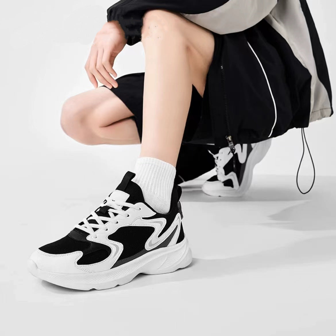 Damen Chunky Schnür-Sneaker mit Mesh-Einsätzen-Footwear for women-Alpenkind
