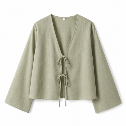 Damen Crop-Top mit langen Ärmeln und Bindevorderseite-Tops for women-Alpenkind