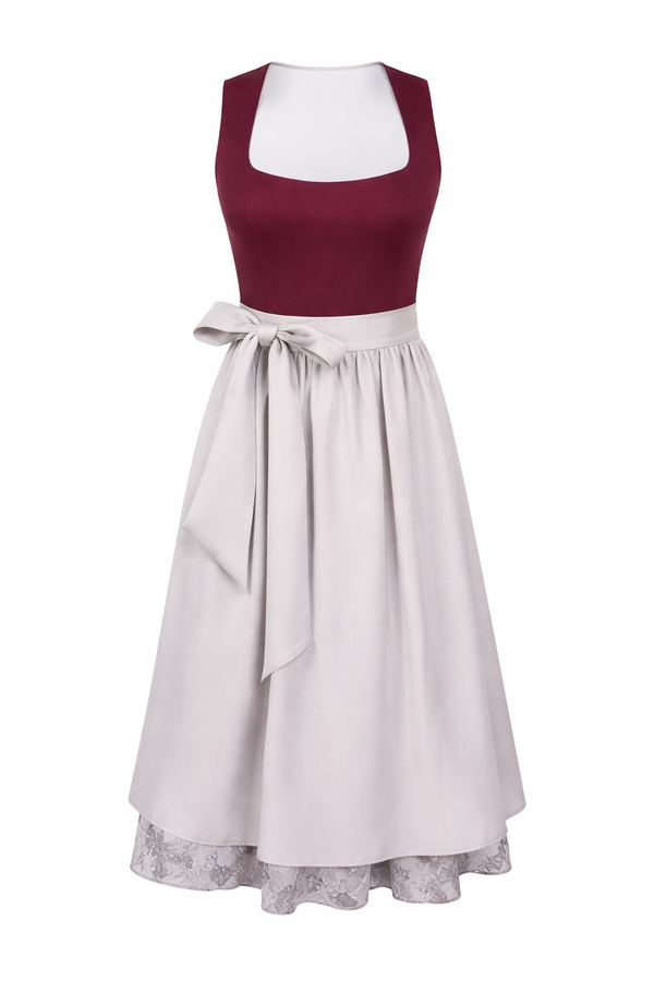 Damen Dirndl Kleid mit breitem Trägeransatz, Taillenband und Spitzenrock-Dirndl for Women-Alpenkind