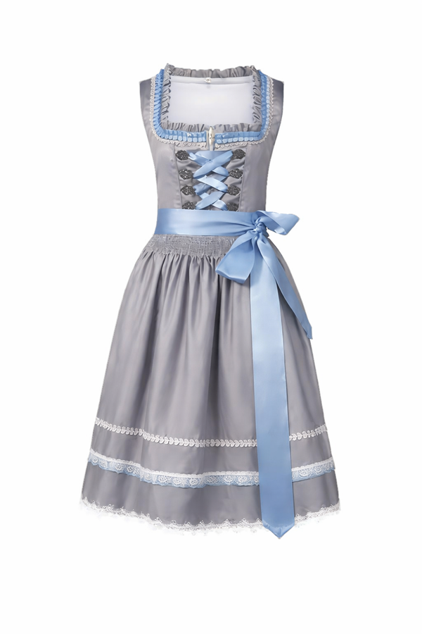 Damen Dirndl Kleid mit eckigem Ausschnitt, Schnürung und Taillenband-Dirndl for Women-Alpenkind