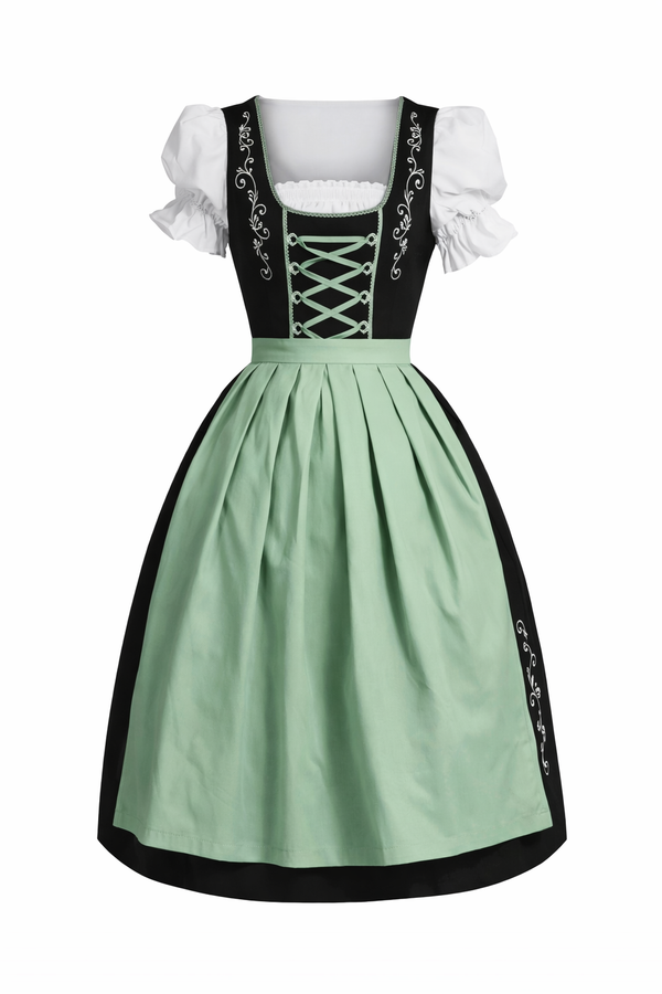 Damen Dirndl Kleid mit Kontrastschürze, Stickdetail und Rückenschleife-Dirndl for Women-Alpenkind