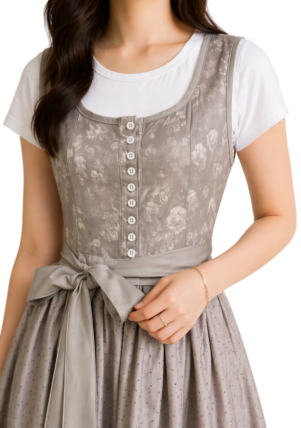 Damen Dirndl Kleid mit Reißverschluss, Spitzenärmeln und Taillenband-Dirndl for Women-Alpenkind