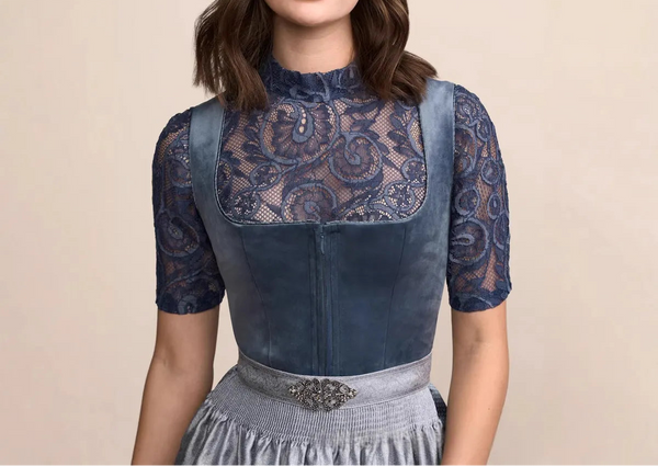 Damen Dirndl Kleid mit Schmuckapplikation, Schürze und Faltenrock-Dirndl for Women-Alpenkind