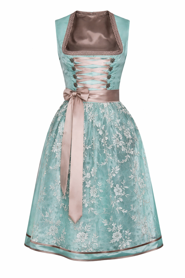 Damen Dirndl Kleid mit Spitzenüberrock, Schnürleiste und Zierösen-Dirndl for Women-Alpenkind