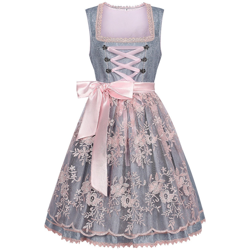 Damen Dirndl Kleid mit Spitzenüberrock, Schnürleiste und Zierösen-Dirndl for Women-Alpenkind