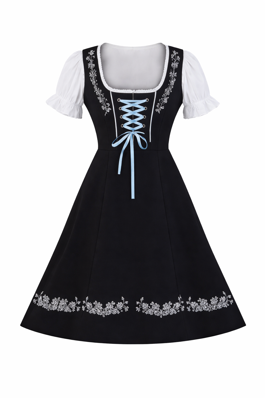 Damen Dirndl Kleid mit Stickerei, Schnürung und Schürzenband-Dirndl for Women-Alpenkind