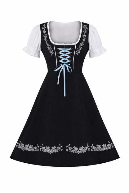 Damen Dirndl Kleid mit Stickerei, Schnürung und Schürzenband-Dirndl for Women-Alpenkind