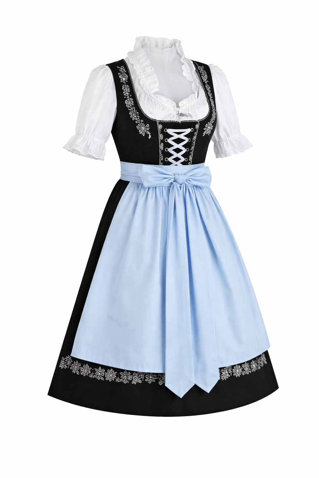 Damen Dirndl Kleid mit Stickerei, Schnürung und Schürzenband-Dirndl for Women-Alpenkind