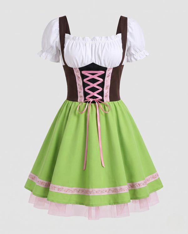 Damen Dirndl-Kleid Set mit Schnürmieder und Tüllsaum-Dirndl for Women-Alpenkind