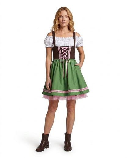 Damen Dirndl-Kleid Set mit Schnürmieder und Tüllsaum-Dirndl for Women-Alpenkind