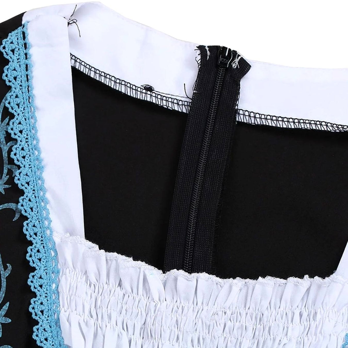 Damen Dirndl Midi-Kleid mit Schnür-Mieder und Schürze-Dirndl for Women-Alpenkind
