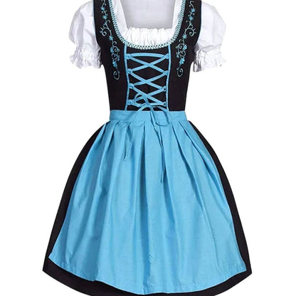 Damen Dirndl Midi-Kleid mit Schnür-Mieder und Schürze-Dirndl for Women-Alpenkind