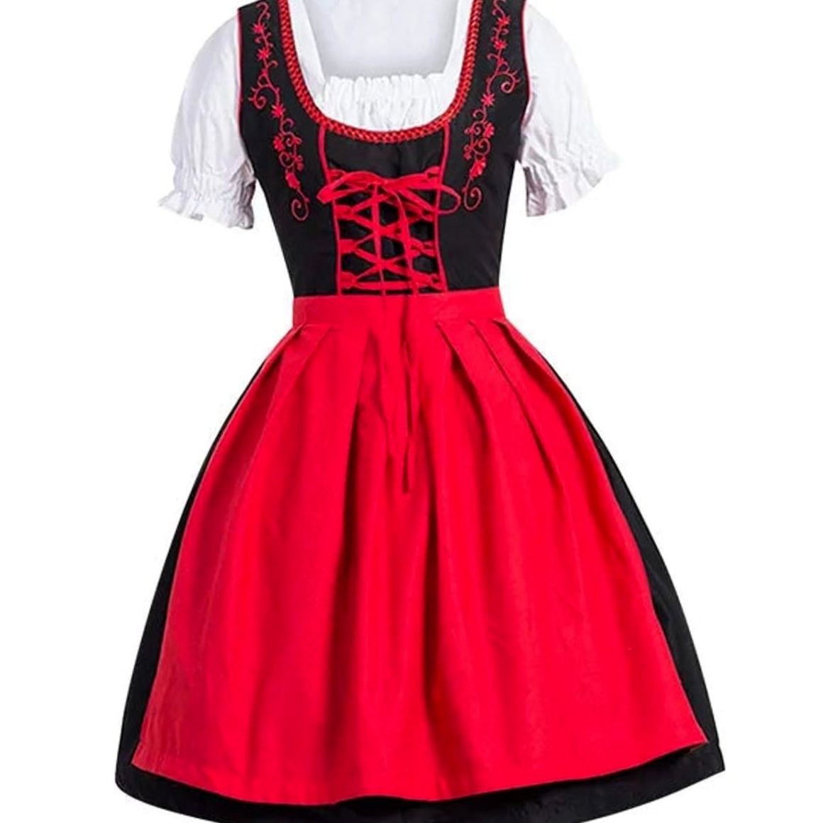 Damen Dirndl Midi-Kleid mit Schnür-Mieder und Schürze-Dirndl for Women-Alpenkind