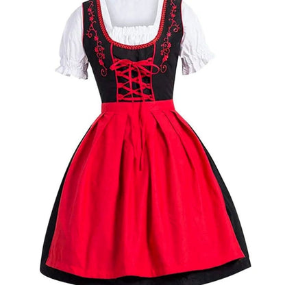 Damen Dirndl Midi-Kleid mit Schnür-Mieder und Schürze-Dirndl for Women-Alpenkind