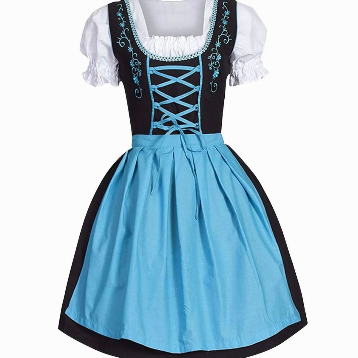Damen Dirndl Midi-Kleid mit Schnür-Mieder und Schürze-Dirndl for Women-Alpenkind