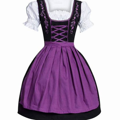 Damen Dirndl Midi-Kleid mit Schnür-Mieder und Schürze-Dirndl for Women-Alpenkind