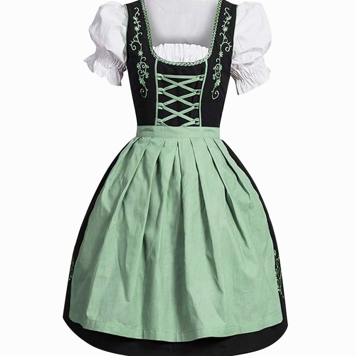 Damen Dirndl Midi-Kleid mit Schnür-Mieder und Schürze-Dirndl for Women-Alpenkind