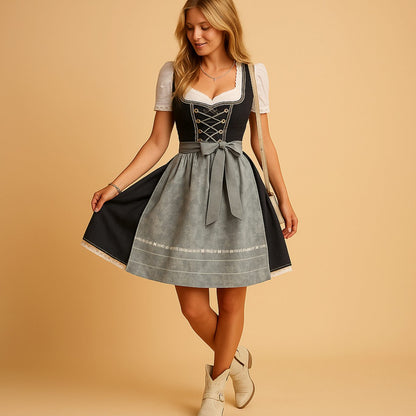 Damen Dirndl Midi-Kleid mit Schnürmieder-Dirndl for Women-Alpenkind