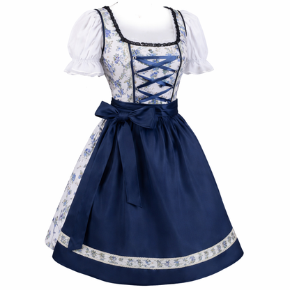 Damen Dirndl Set mit floralem Muster, Schnürfront und Schürze-Dirndl for Women-Alpenkind