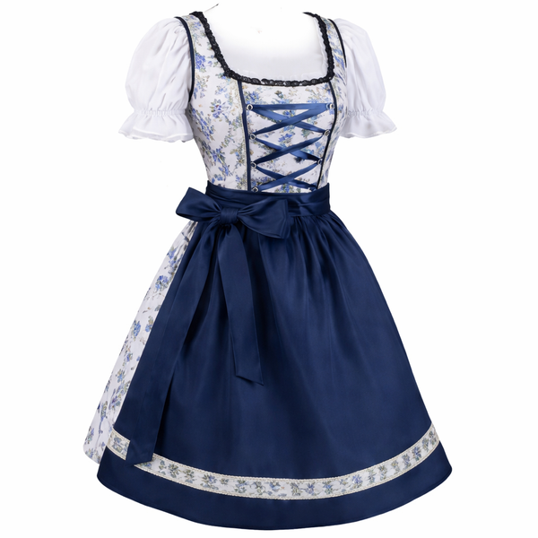 Damen Dirndl Set mit floralem Muster, Schnürfront und Schürze-Dirndl for Women-Alpenkind