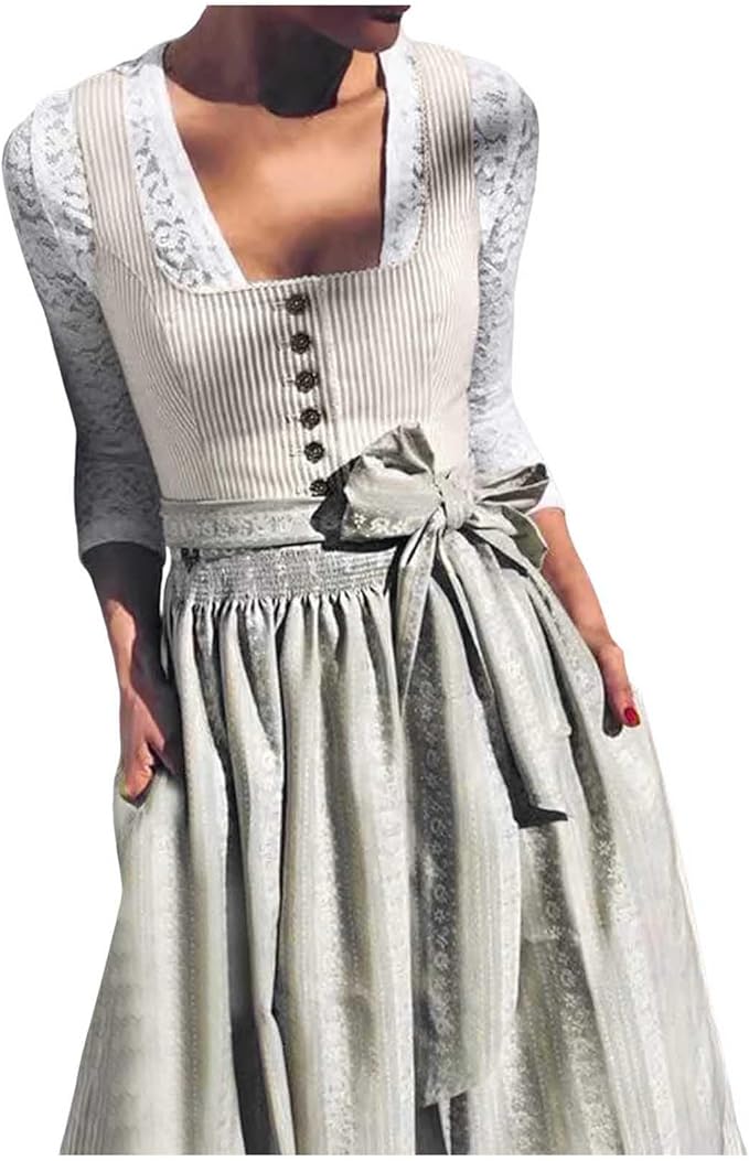 Damen Dirndl Set mit Knopfleiste und Schürze-Dirndl for Women-Alpenkind