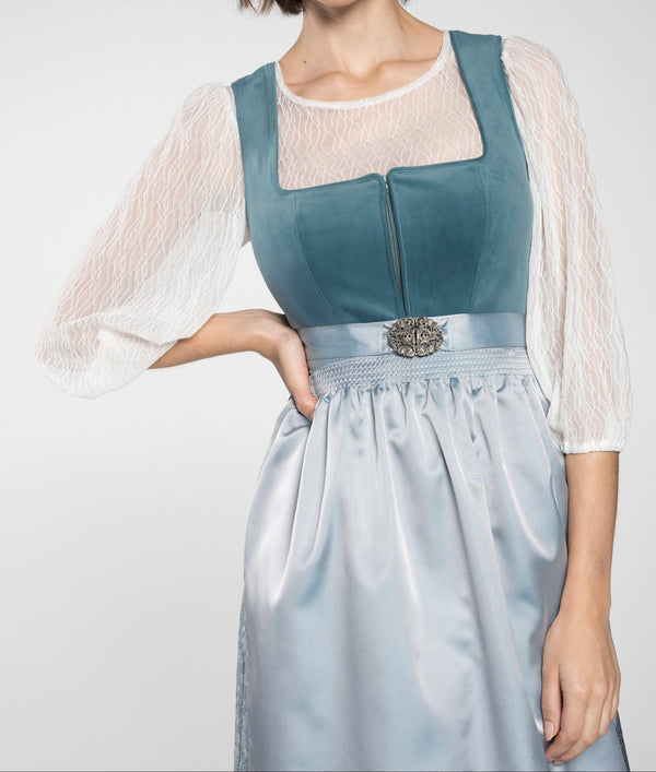 Damen Dirndl Set mit Stehkragenbluse, Taillenapplikation und Rockteil-Dirndl for Women-Alpenkind