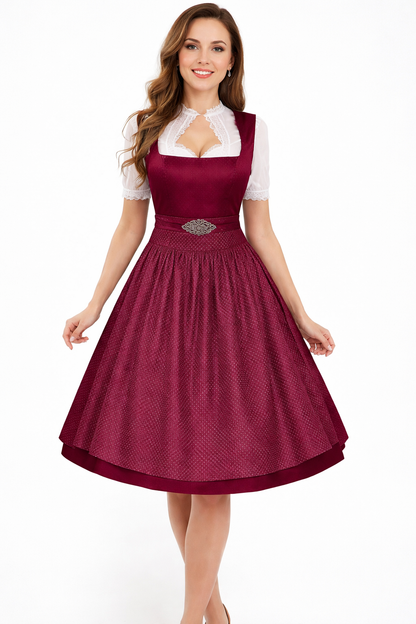 Damen Dirndl Set mit Stehkragenbluse, Taillenapplikation und Rockteil-Dirndl for Women-Alpenkind