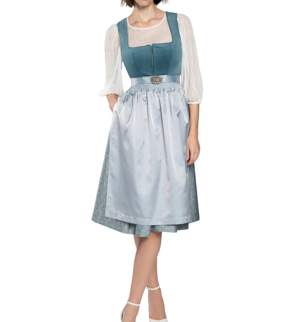 Damen Dirndl Set mit Stehkragenbluse, Taillenapplikation und Rockteil-Dirndl for Women-Alpenkind