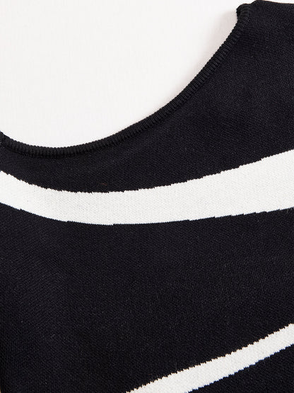 Damen Ein-Schulter Strickkleid in Midilänge mit Formgebenden Einsätzen-Midi Dress-Alpenkind